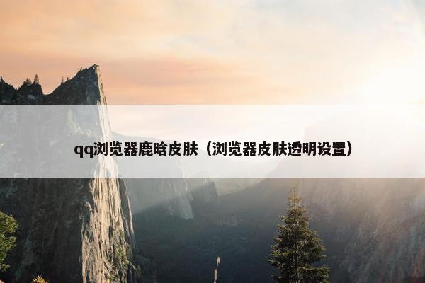 qq浏览器鹿晗皮肤（浏览器皮肤透明设置）