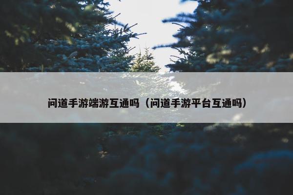 问道手游端游互通吗（问道手游平台互通吗）