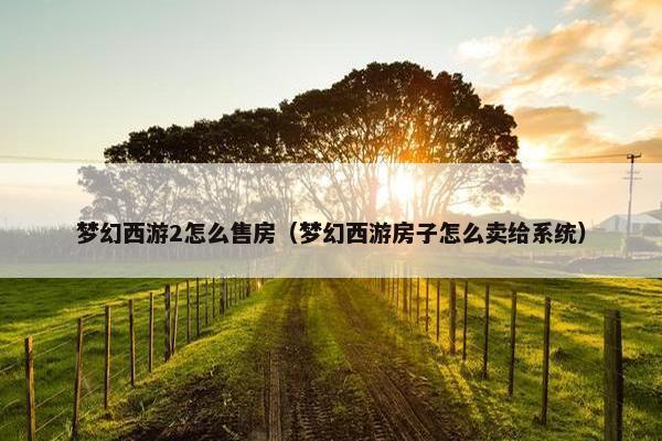 梦幻西游2怎么售房（梦幻西游房子怎么卖给系统）
