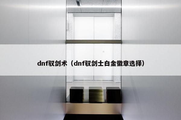 dnf驭剑术（dnf驭剑士白金徽章选择）