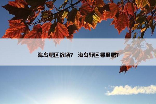 海岛肥区战场？ 海岛野区哪里肥？