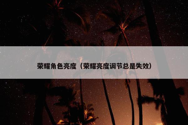 荣耀角色亮度（荣耀亮度调节总是失效）