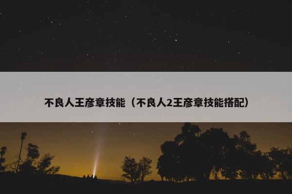 不良人王彦章技能（不良人2王彦章技能搭配）