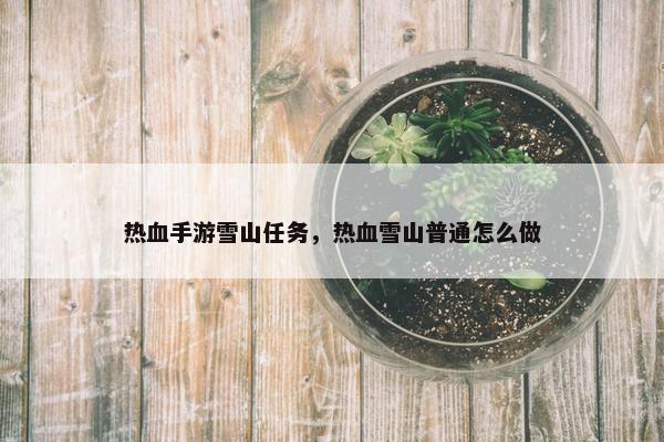 热血手游雪山任务，热血雪山普通怎么做