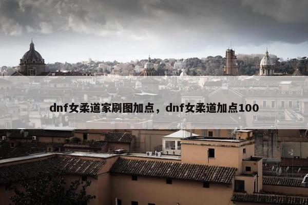 dnf女柔道家刷图加点，dnf女柔道加点100