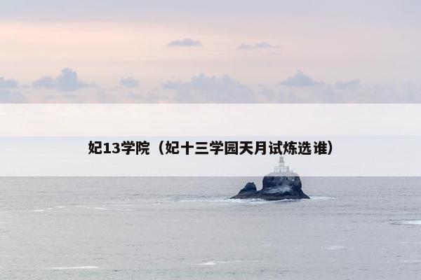 妃13学院（妃十三学园天月试炼选谁）