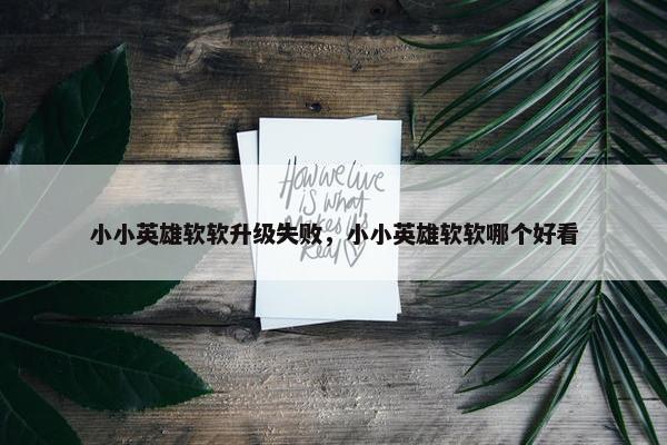 小小英雄软软升级失败，小小英雄软软哪个好看