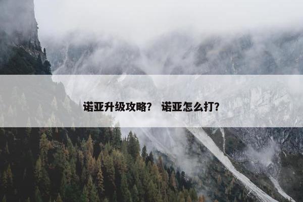 诺亚升级攻略？ 诺亚怎么打？