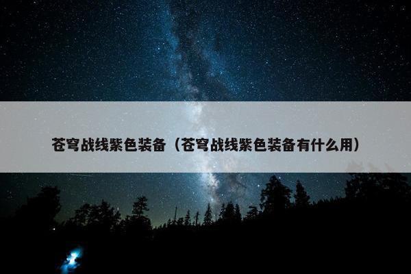 苍穹战线紫色装备（苍穹战线紫色装备有什么用）