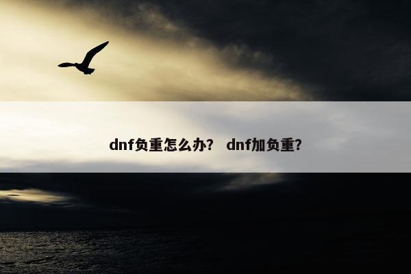 dnf负重怎么办？ dnf加负重？