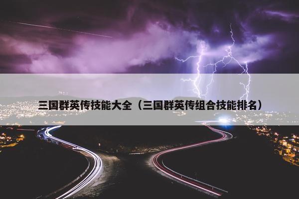 三国群英传技能大全（三国群英传组合技能排名）