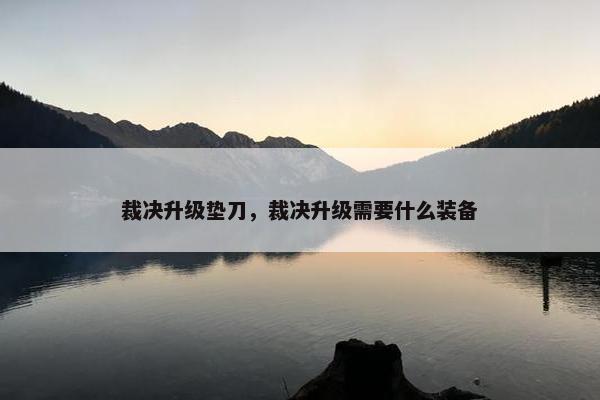 裁决升级垫刀，裁决升级需要什么装备