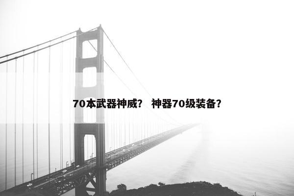 70本武器神威？ 神器70级装备？