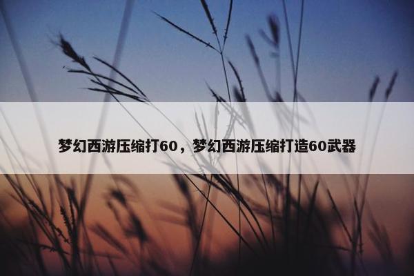 梦幻西游压缩打60，梦幻西游压缩打造60武器