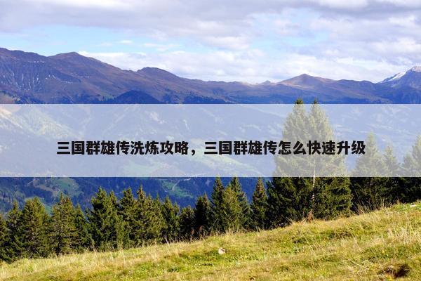 三国群雄传洗炼攻略，三国群雄传怎么快速升级