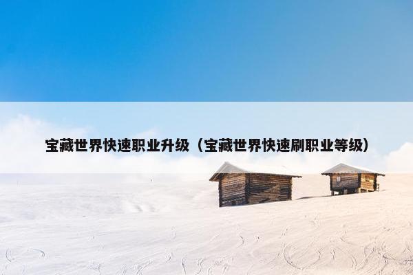 宝藏世界快速职业升级（宝藏世界快速刷职业等级）