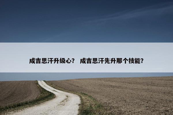 成吉思汗升级心？ 成吉思汗先升那个技能？