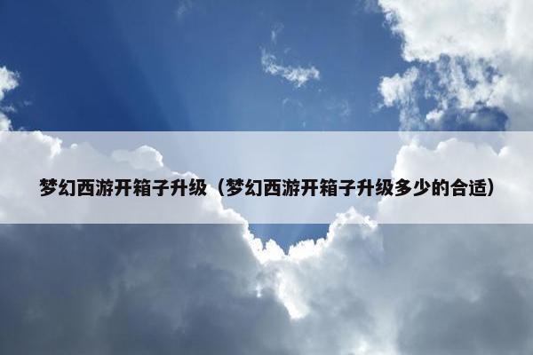 梦幻西游开箱子升级（梦幻西游开箱子升级多少的合适）