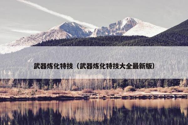 武器炼化特技（武器炼化特技大全最新版）