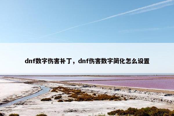 dnf数字伤害补丁，dnf伤害数字简化怎么设置