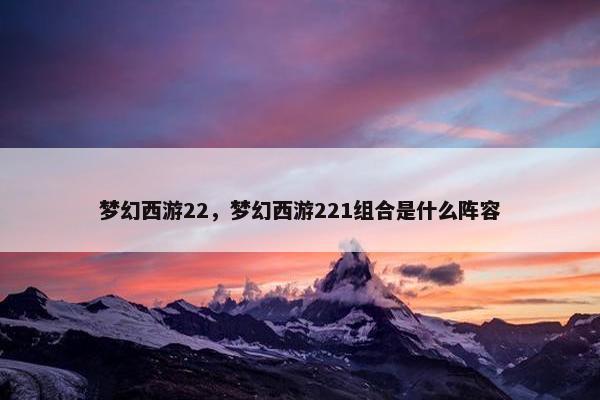 梦幻西游22，梦幻西游221组合是什么阵容