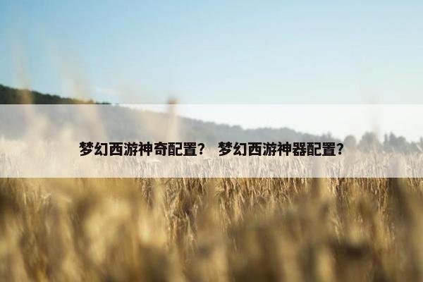 梦幻西游神奇配置？ 梦幻西游神器配置？