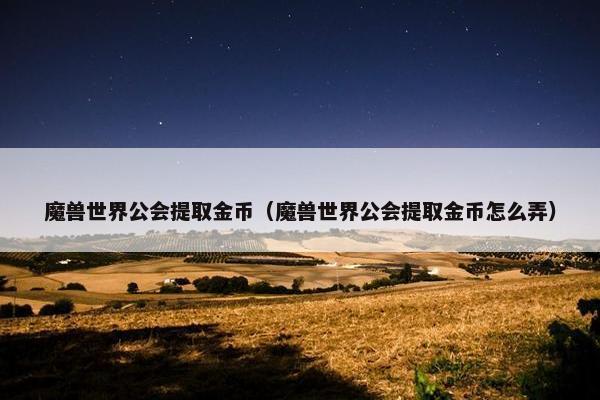 魔兽世界公会提取金币（魔兽世界公会提取金币怎么弄）