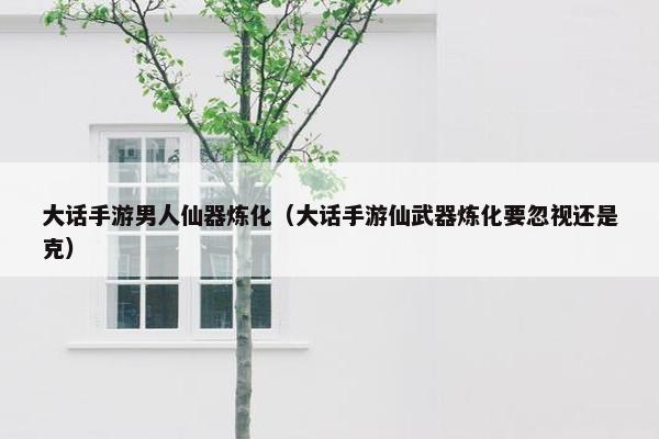 大话手游男人仙器炼化（大话手游仙武器炼化要忽视还是克）