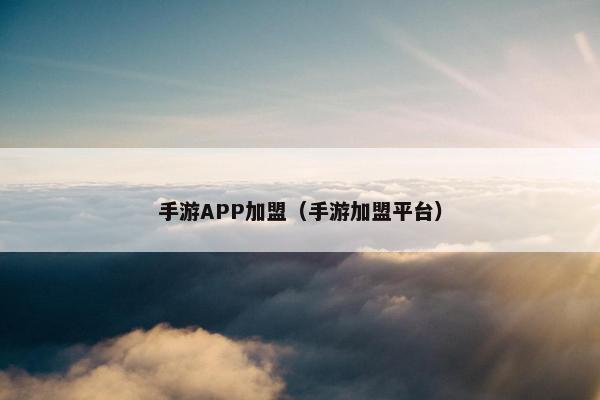 手游APP加盟（手游加盟平台）