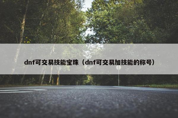 dnf可交易技能宝珠（dnf可交易加技能的称号）