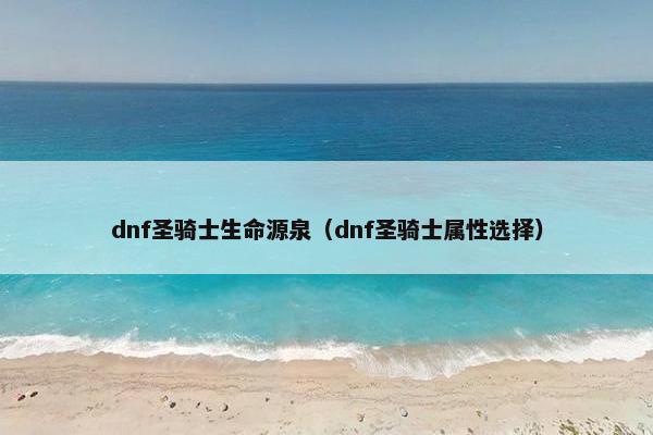 dnf圣骑士生命源泉（dnf圣骑士属性选择）