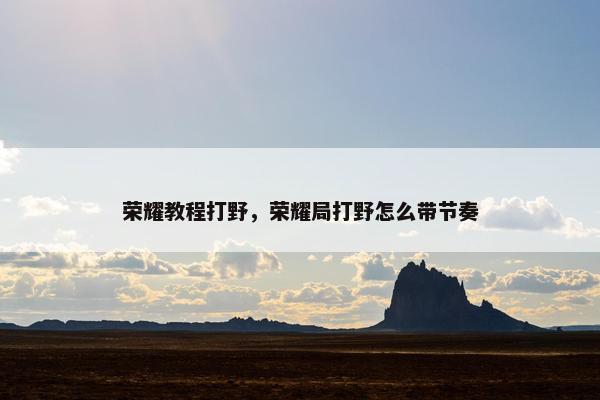 荣耀教程打野，荣耀局打野怎么带节奏