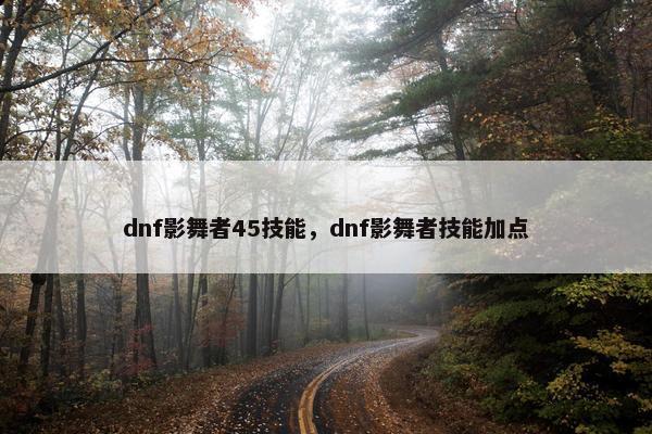 dnf影舞者45技能，dnf影舞者技能加点