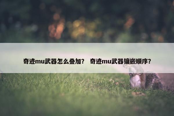 奇迹mu武器怎么叠加？ 奇迹mu武器镶嵌顺序？