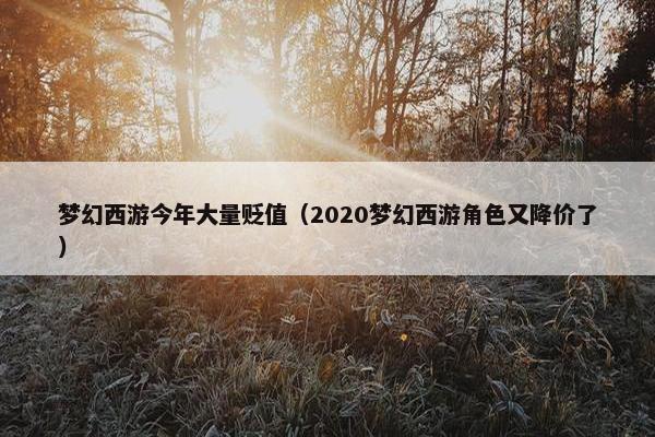 梦幻西游今年大量贬值（2020梦幻西游角色又降价了）