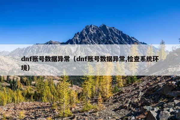 dnf账号数据异常（dnf账号数据异常,检查系统环境）