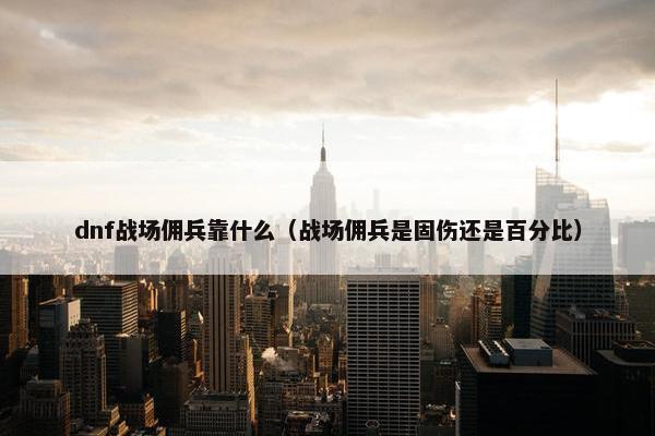 dnf战场佣兵靠什么（战场佣兵是固伤还是百分比）