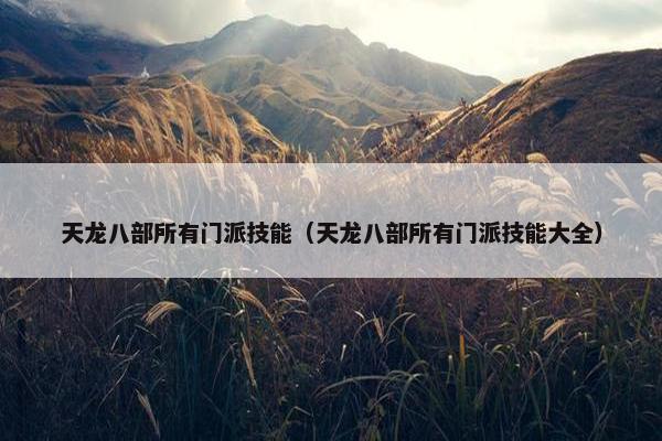 天龙八部所有门派技能（天龙八部所有门派技能大全）