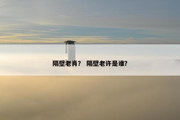 隔壁老肖？ 隔壁老许是谁？