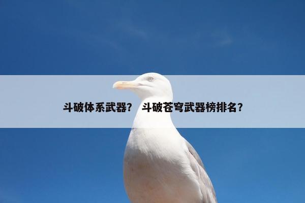 斗破体系武器？ 斗破苍穹武器榜排名？