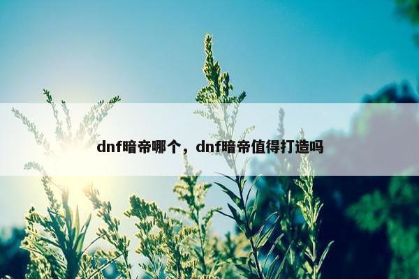 dnf暗帝哪个，dnf暗帝值得打造吗