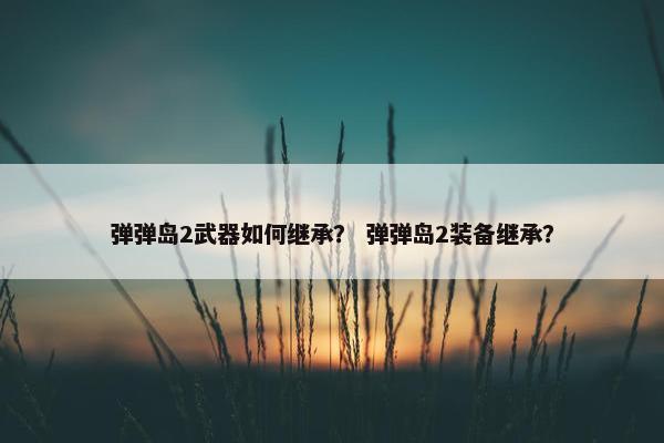 弹弹岛2武器如何继承？ 弹弹岛2装备继承？