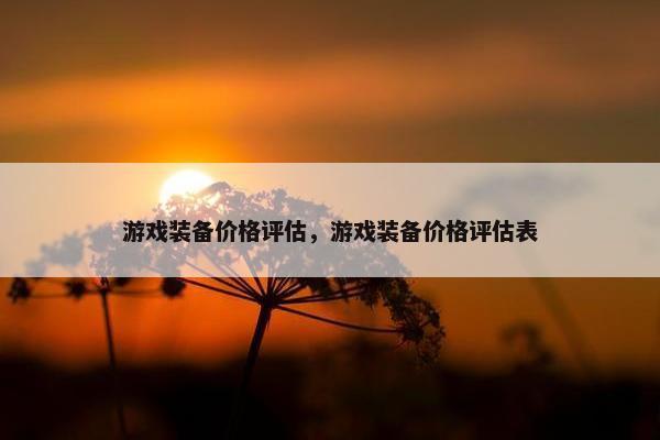 游戏装备价格评估，游戏装备价格评估表