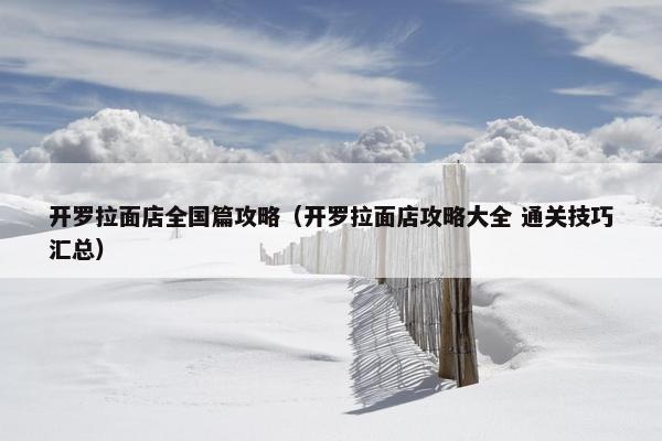 开罗拉面店全国篇攻略（开罗拉面店攻略大全 通关技巧汇总）