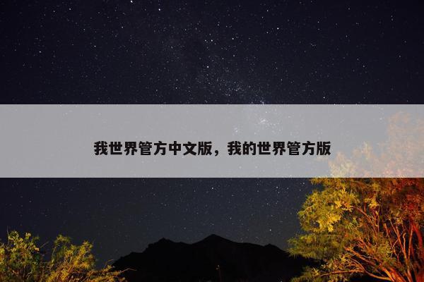 我世界管方中文版，我的世界管方版