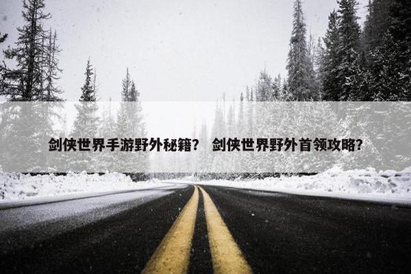 剑侠世界手游野外秘籍？ 剑侠世界野外首领攻略？