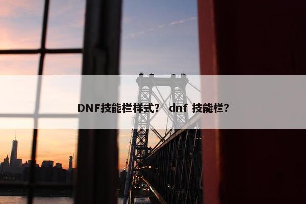 DNF技能栏样式？ dnf 技能栏？