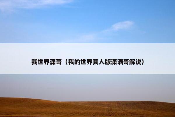 我世界潇哥（我的世界真人版潇洒哥解说）