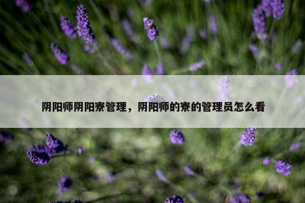 阴阳师阴阳寮管理，阴阳师的寮的管理员怎么看