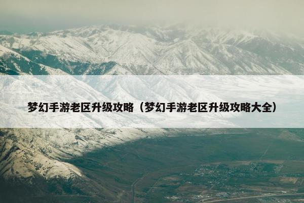 梦幻手游老区升级攻略（梦幻手游老区升级攻略大全）